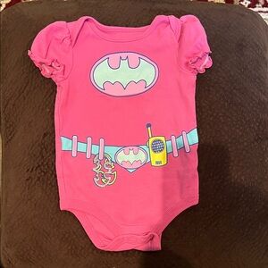 Batman Pink Girls' One-Piece with Belt and Emblem Graphics